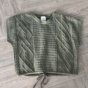 Olive Green Cable Knit Sweater Size M